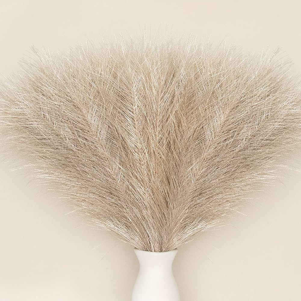 Faux Pampas Grass Boho Decor, Pusuny 5PCS 18" Artificial Pompas for Farmhouse Home Office Wedding... | Amazon (US)