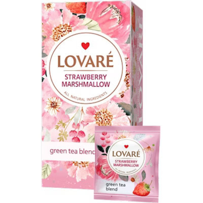 Lovare Strawberry Marshmallow Green Tea 24 Teabags 30g - Delicious GreenTea Blend With Sweet Strawberry And Cornflower Petals | Target