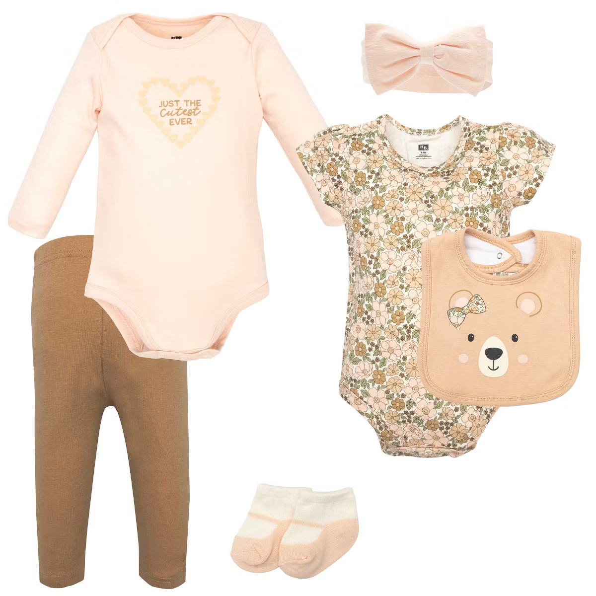 Hudson Baby Infant Girls Cotton Layette Set, Floral Brown Bear | Target
