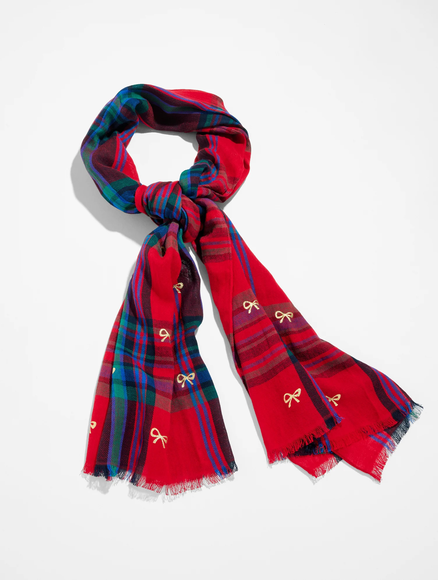 Wishful Plaid Oblong Scarf - Red - 001 - 100% Cotton Talbots | Talbots