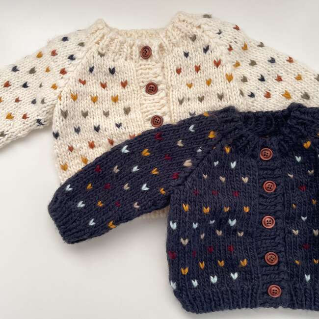 Sawyer Knit Tiny Hearts Retro Cardigan, Cream & Multicolors - The Blueberry Hill Sweaters | Maiso... | Maisonette