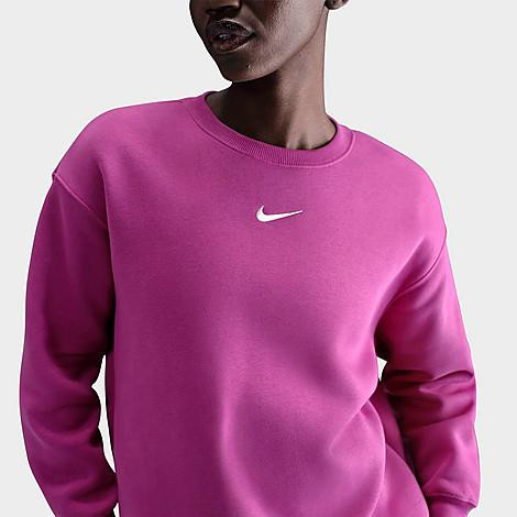 Nike Women's Sportswear Phoenix Fleece Oversized Crewneck Sweatshirt in Hot Fuchsia/Sail Size: XL | Finish Line (US)