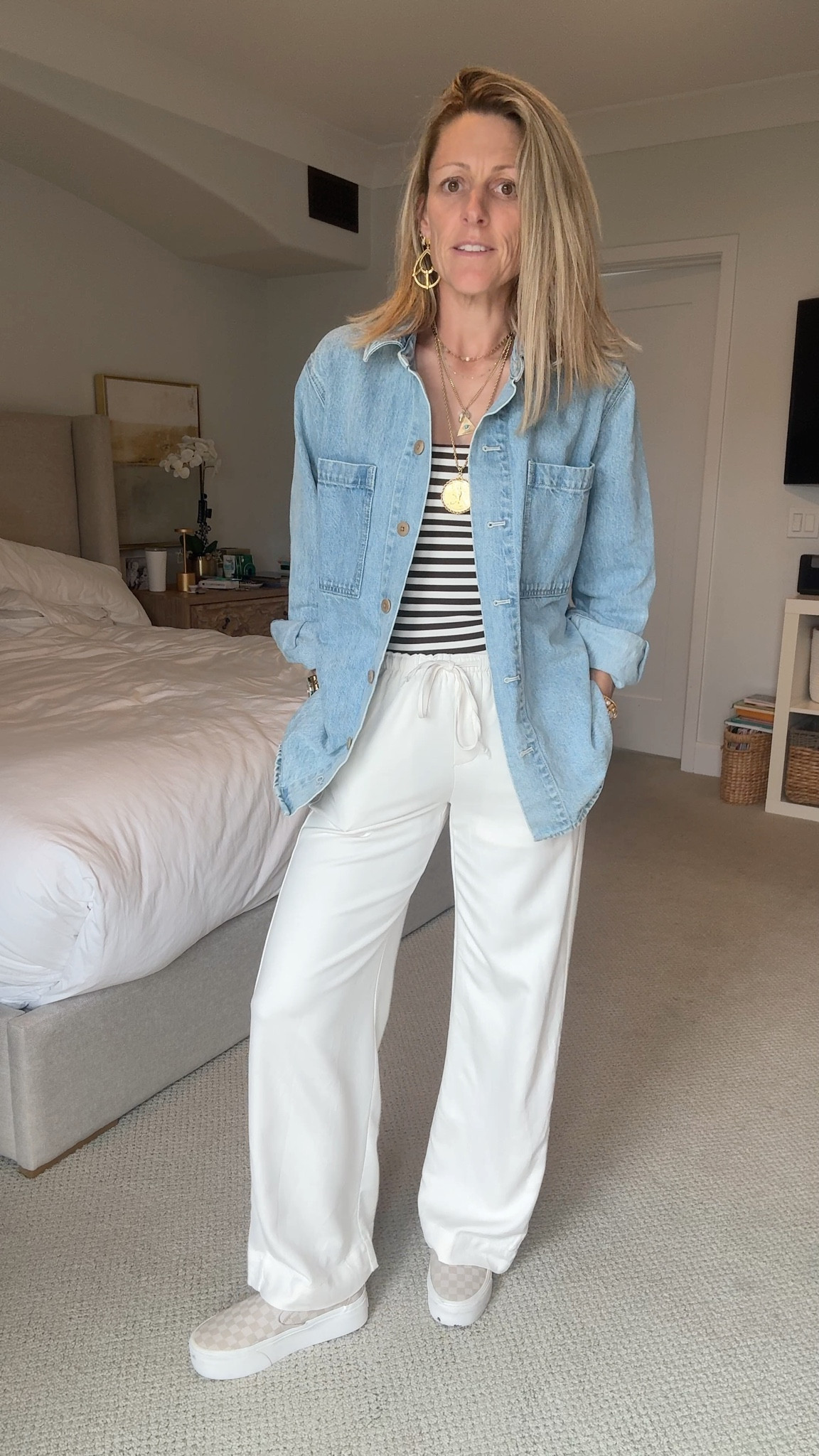 Kind of obsessed with v the reversible Target tube top.  My go to denim short jacket and the viral drawstring pants from Target.

#weekendoutfit #targetstyle #casualoutfit #springoutfit

#LTKmomlife #LTKOver40 #LTKSeasonal