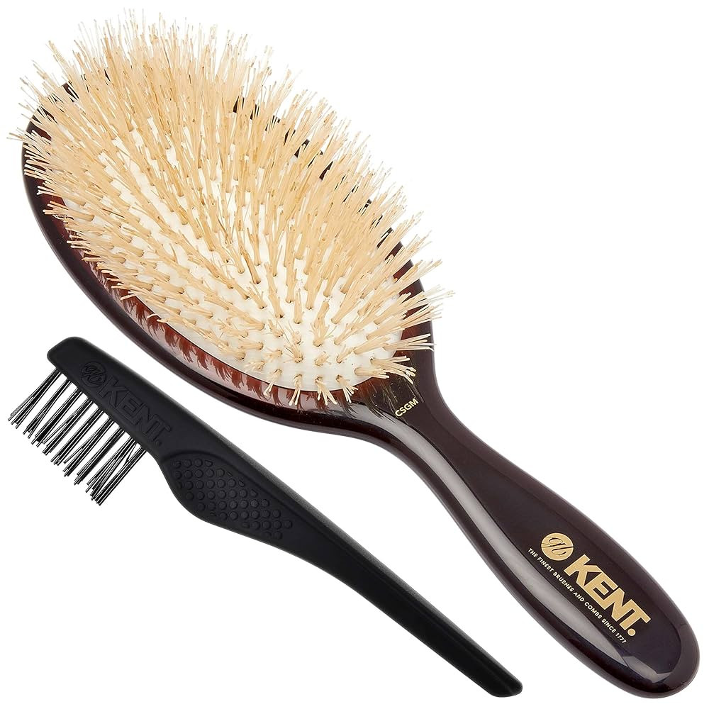 Kent CSGM 7.75" Classic Shine Medium Oval Cushion Straightening Brush and Hair Detangler - Soft W... | Amazon (US)
