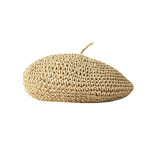 Inzegao Damen Retro Strohmütze Casual Painter Cap Flat Top Gewebte Baskenmützen Atmungsaktive Hüte, Beige, Einheitsgröße | Amazon (DE)