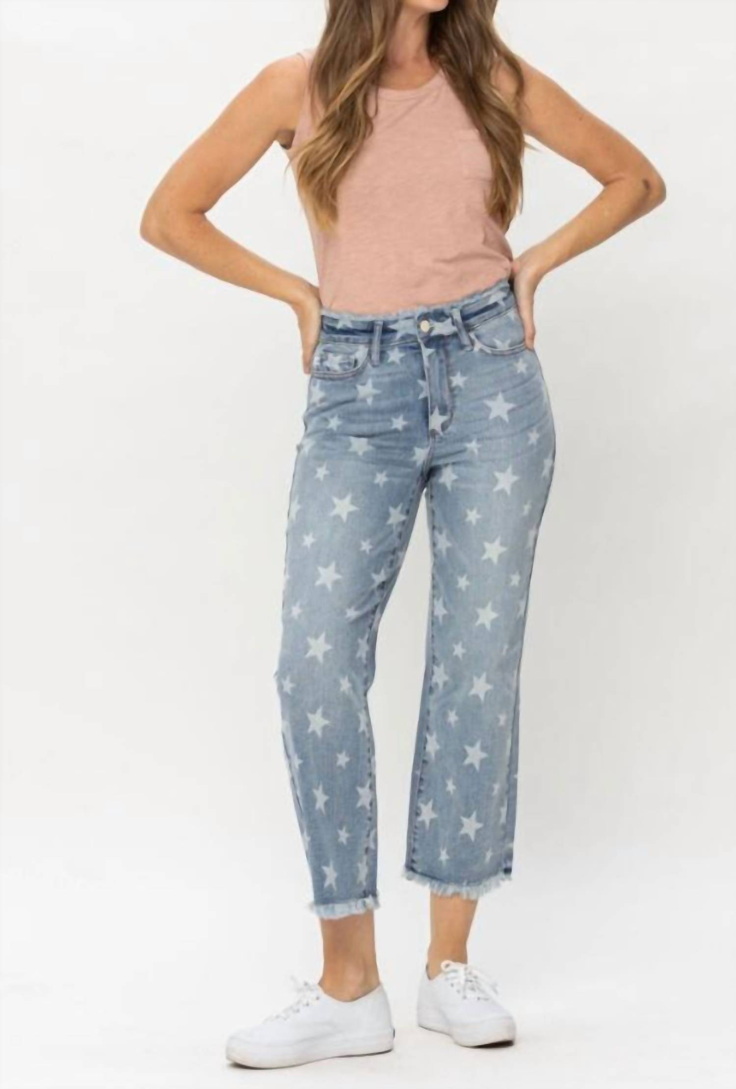 Judy Blue Star Cropped Straight Jean | Walmart (US)