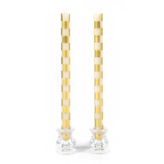 Check Dinner Candles - Gold & Ivory - Set of 2 | MacKenzie-Childs