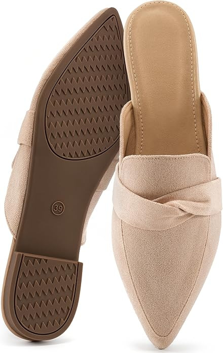 Mules for Women 2026: Pointed Toe Slingback Flats Shoes Casual Bowknot Slide Loafers for Office W... | Amazon (US)