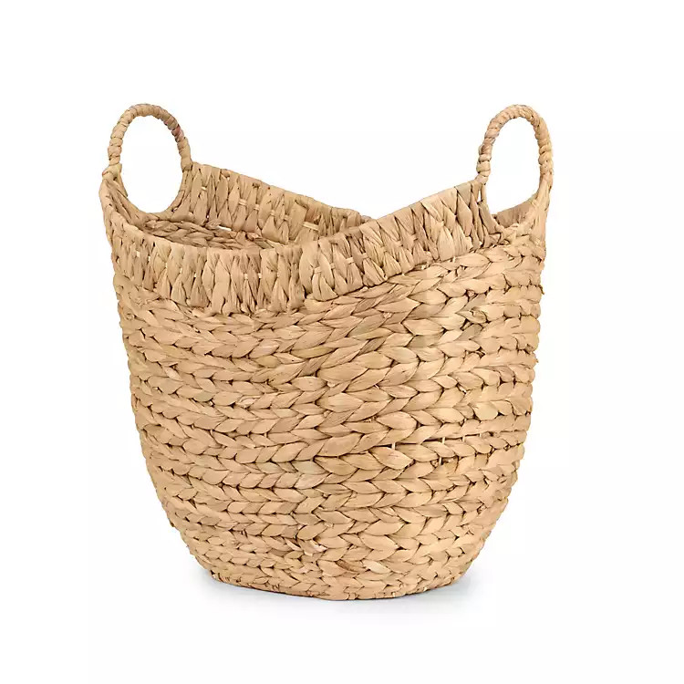New! Large Woven Trim Water Hyacinth Basket | Kirklands