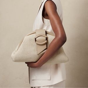 Banana republic straw and leather clutch | Poshmark