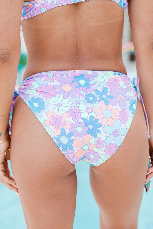 Just Beachy Blue Retro Floral Printed Bikini Bottoms | Pink Lily