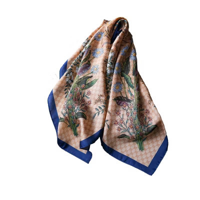 Anna-Kaci Womens Satin Square Scarf Floral Print Neck Hair Accessory, Blue | Target
