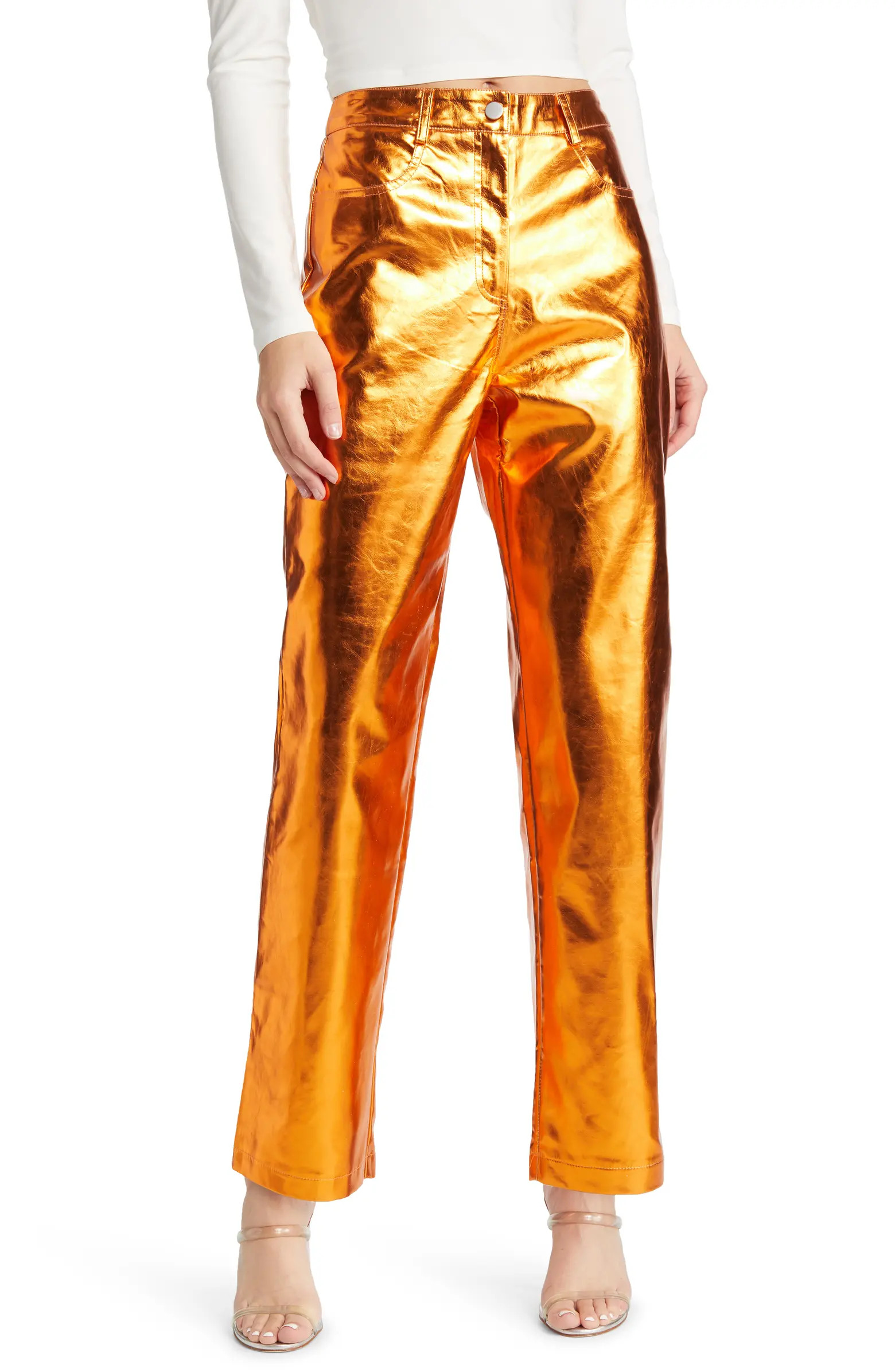 Amy Lynn Shiny Straight Leg Pants | Nordstrom | Nordstrom