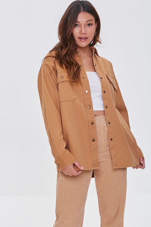 Drop-Shoulder Snap-Button Shacket | Forever 21 (US)