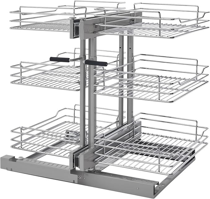 Rev-A-Shelf 5PSP3-15SC-CR 3 Tier Pull Out Organizer for 45 Inch Blind Corner Cabinets with Adjust... | Amazon (US)
