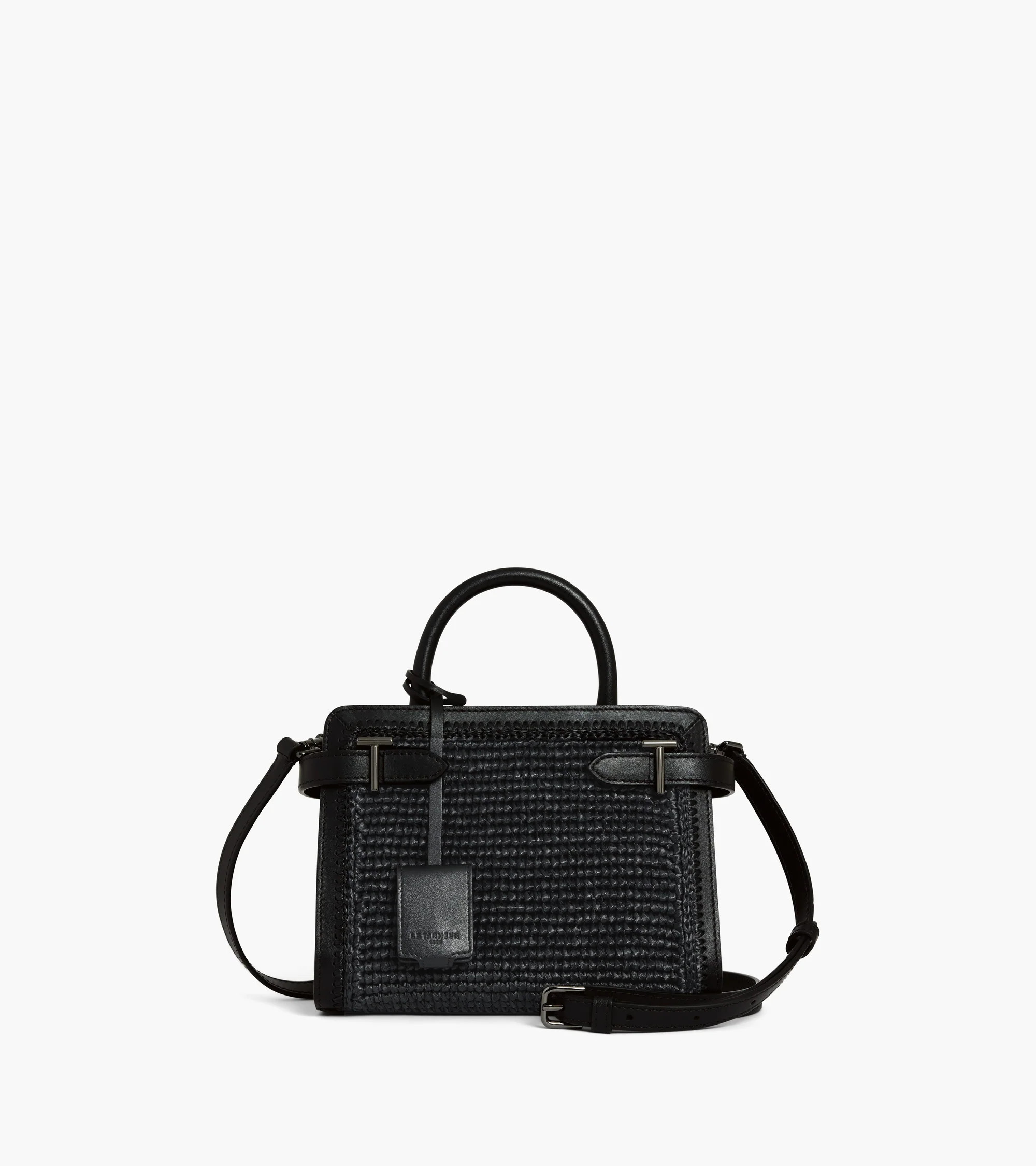 Small Emilie handbag in raffia effect and smooth leather | Le Tanneur