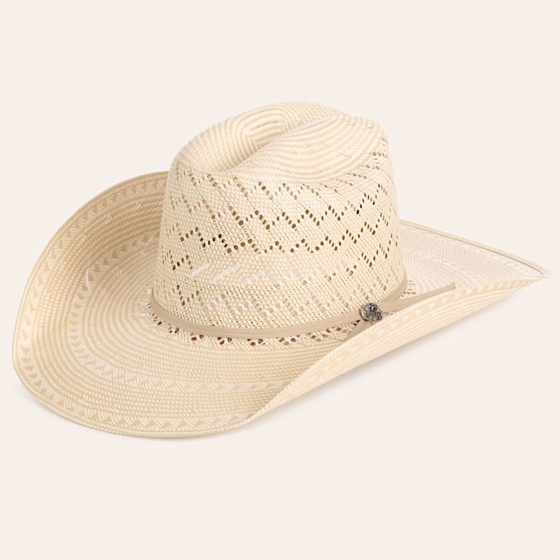 Cavender's Tan Cattleman Crown Zigzag Vent Straw Cowboy Hat | Cavender's