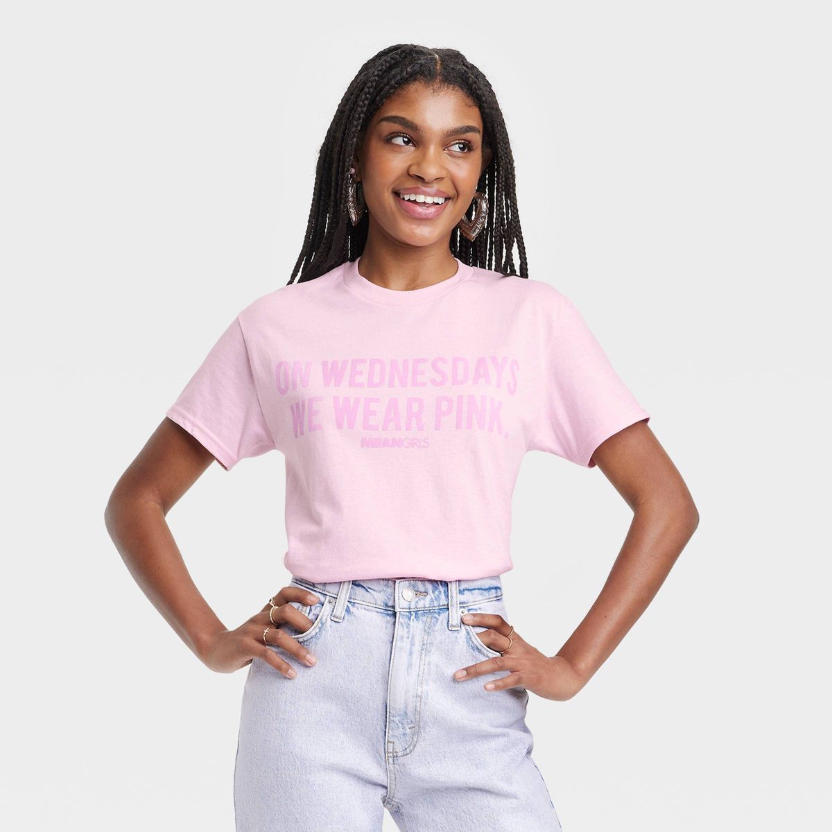 Women's Mean Girls On Wednesdays We Wear Pink Short Sleeve Graphic T-Shirt - Pink | Target