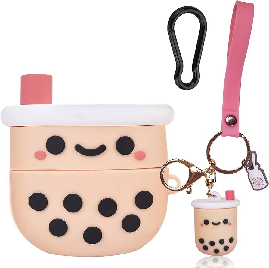 Cute Airpods Pro Case Cover with Keychain,Girly Pink Boba Milk Tea Silicone Protective Shockproof... | Amazon (US)