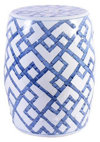 Chen Bamboo Garden Stool, Blue/White | One Kings Lane
