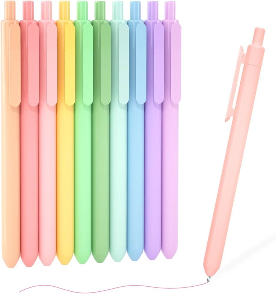 Shuttle Art Colored Retractable Gel Pens, 10 Pastel Ink Colors, Cute Pens 0.5mm Fine Point Quick ... | Amazon (US)
