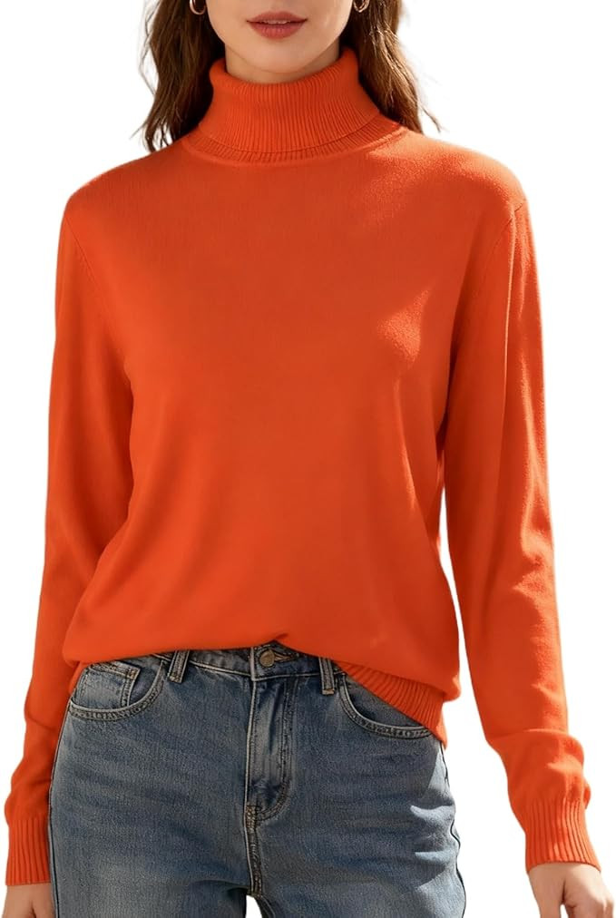 SANGTREE Women's Turtleneck Sweater Long Sleeve Casual Fall Winter Knit Pullover Sweater Top | Amazon (US)