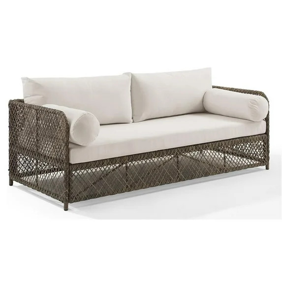 Afuera Living Modern Fabric Outdoor Sofa in Cream White/Stone | Walmart (US)