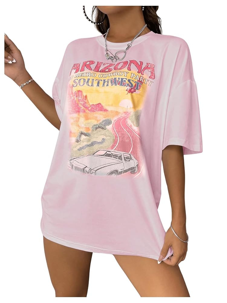 SOLY HUX Women's Graphic Tees Cute Print Short Sleeve Tee Preppy Clothes Casual Vintage Summer Ov... | Amazon (US)