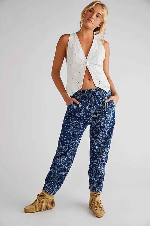 Mixed Up Printed Utility Jeans | Free People (Global - UK&FR Excluded)