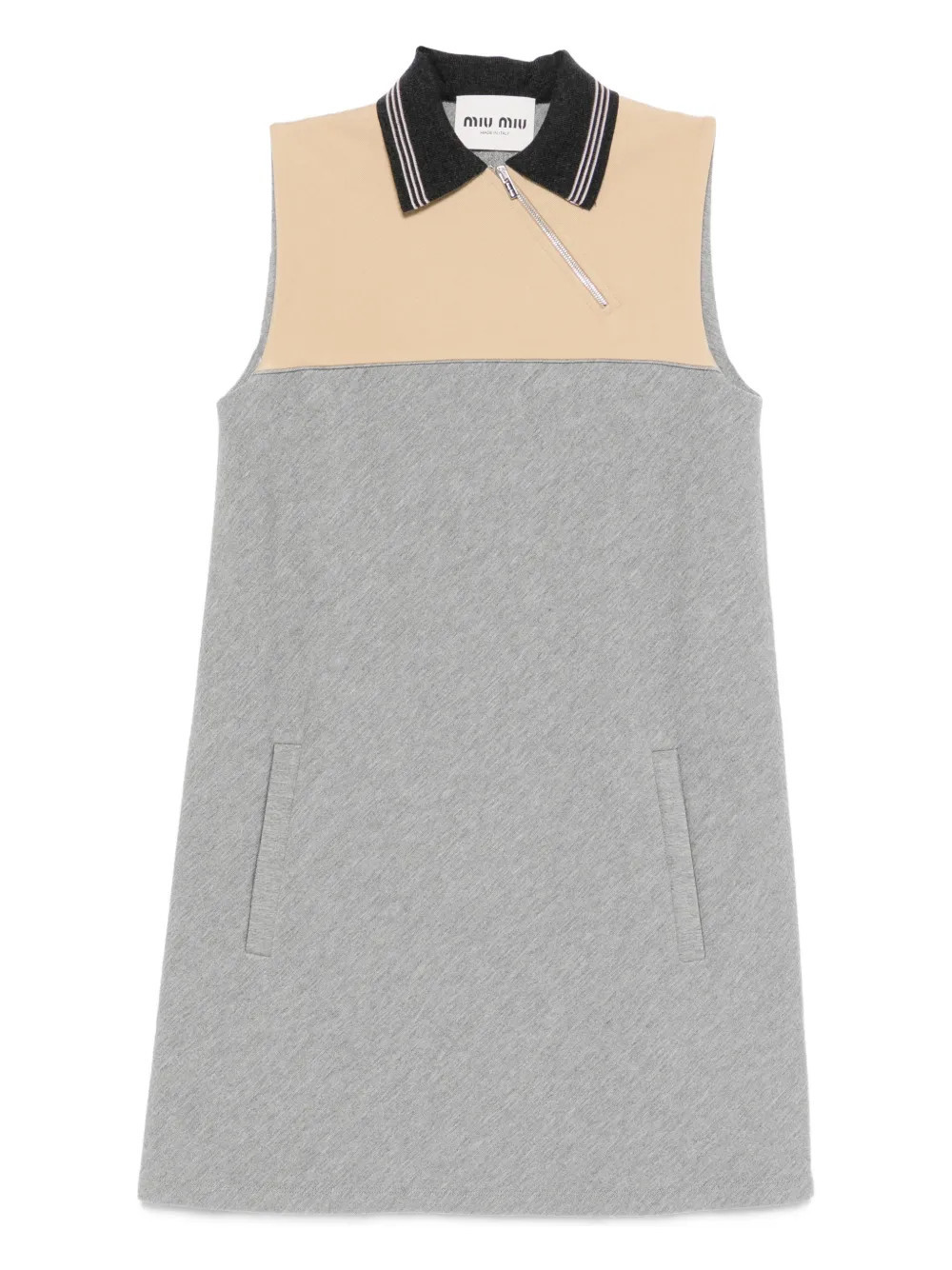 Miu Miu half-zip polo-collar mini dress - Grey | Farfetch Global