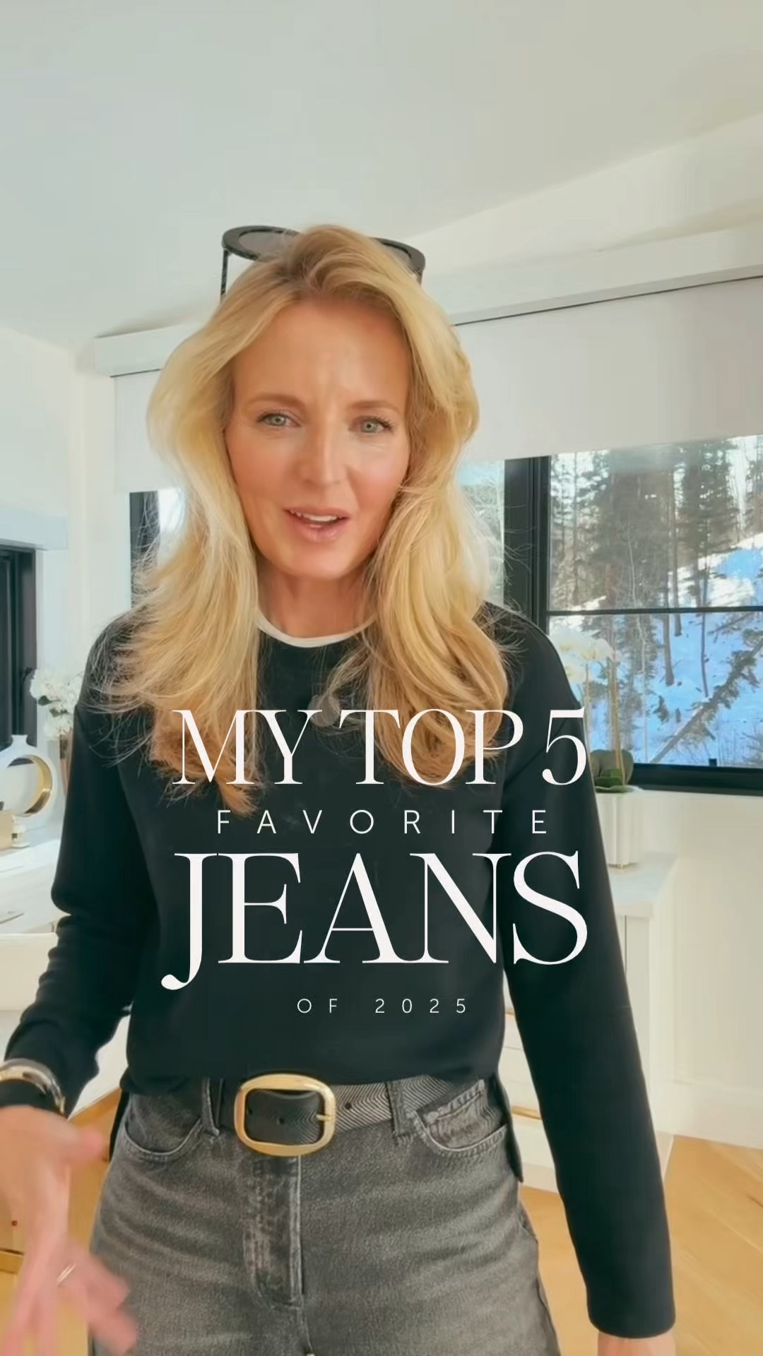 Jeans are a MAJOR wardrobe essential for every woman. Finding a really great pair that you love can be a challenge though... They’ve got to have that perfect flattering fit, the perfect amount of stretch without losing shape, a modern silhouette, and a flattering rise and length, just for starters... If you don’t have a go-to pair of jeans, one of these will be IT. 

These are worth every penny (though some are on sale) as you will wear them all year round for everything from travel days to errands to dinner to date night to coffee, all while feeling comfortable and confident and looking amazing. 

 #1 Miramar (sweatpant) jeans - size down
#2 Logan jeans - TTS for an oversized fit, size down for less oversized.
#3 Gwenna Jeans - TTS
#4 Frame Jeans - TTS
#5 Farrah Jeans - TTS