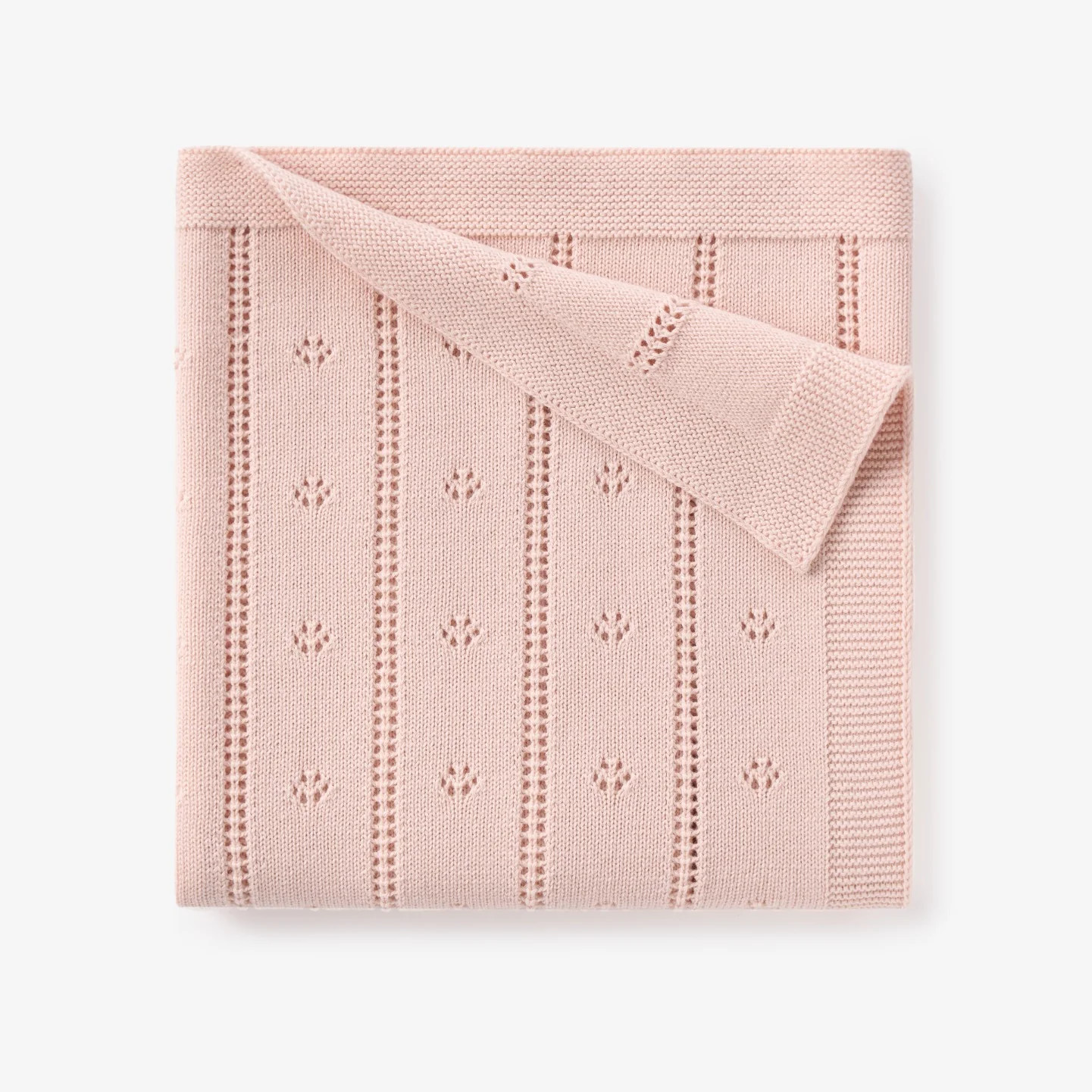 Pale Pink Pointelle Knit Baby Blanket | Elegant Baby