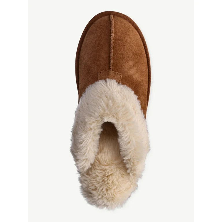 Joyspun Women's Genuine Suede Platform Slipper | Walmart (US)