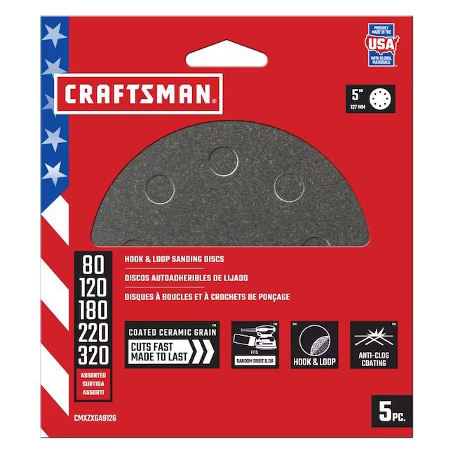 CRAFTSMAN 5 In 8H H/L Cer Disc Asst Grt 5pk 5-Piece Ceramic Alumina Multi-grade Pack Disc Sandpap... | Lowe's
