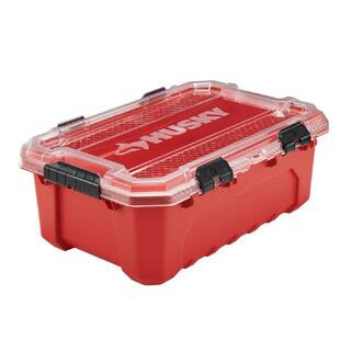 Husky 12-Gal. Professional Duty Waterproof Storage Container with Hinged Lid in Red 248921 - The ... | The Home Depot