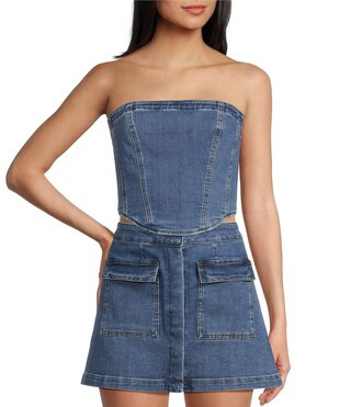 Ava Denim Sleeveless Corset Top | Dillard's