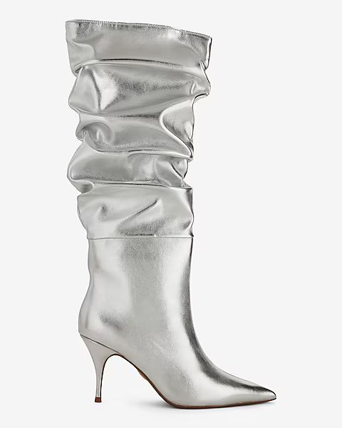 Brian Atwood x Express Metallic Slouch Thin Heeled Tall Boots | Express