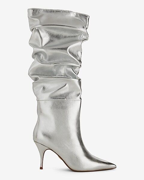 Brian Atwood x Express Metallic Slouch Thin Heeled Tall Boots | Express (Pmt Risk)