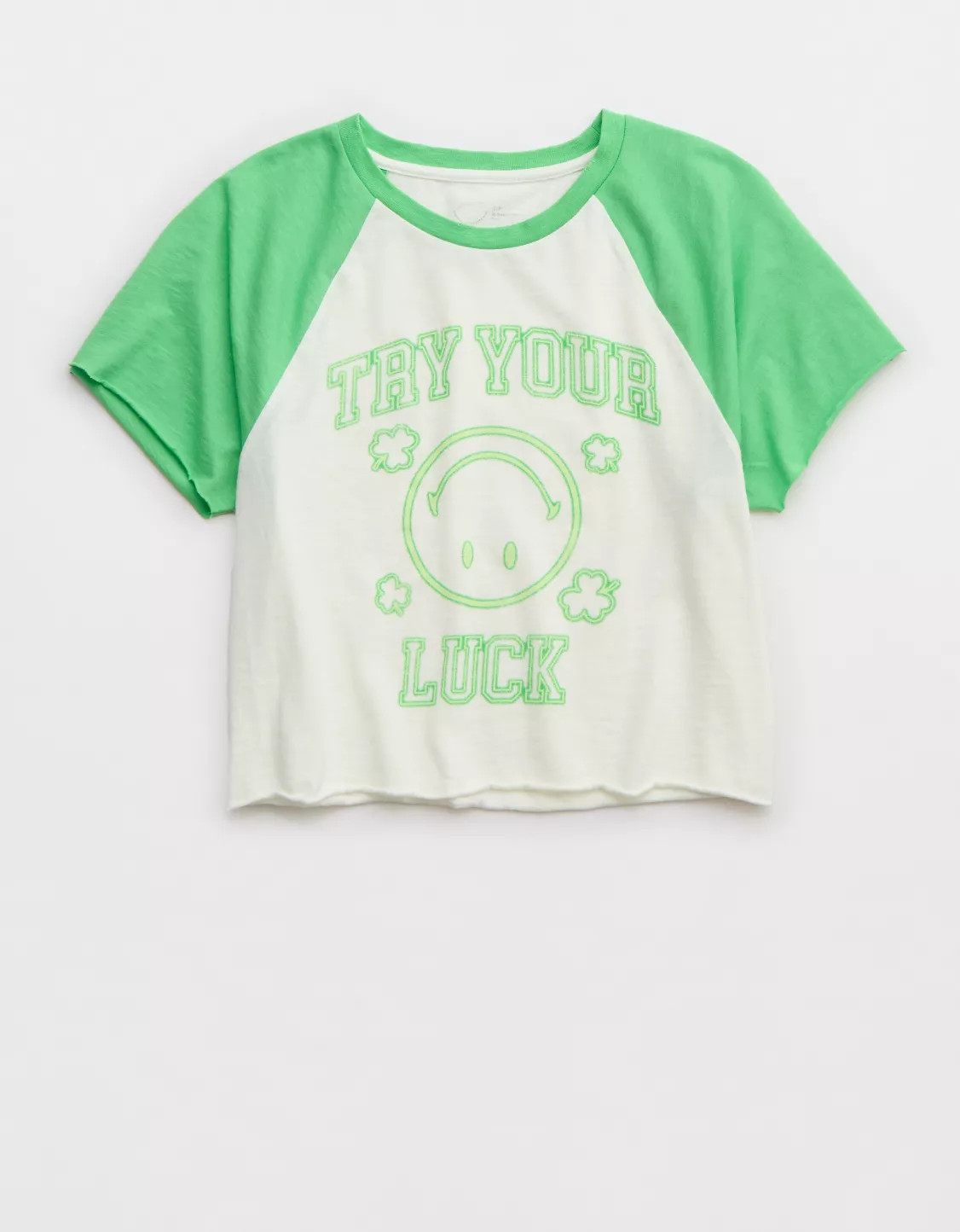 Aerie Smiley® Cropped Raglan T-Shirt | Aerie