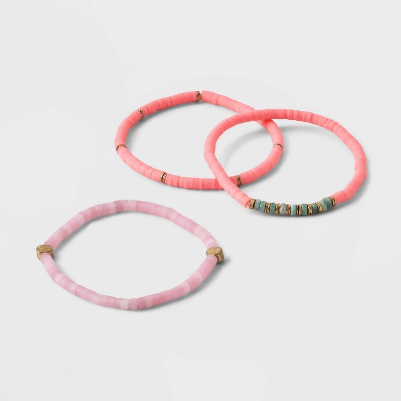 Semi-Precious Quartz Heishi Stretch Bracelet Set 3pc - Universal Thread™ | Target