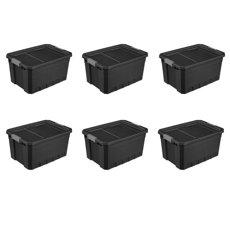 Sterilite 19 Gallon Stacker Tote Plastic, Black, Set of 6 | Walmart (US)