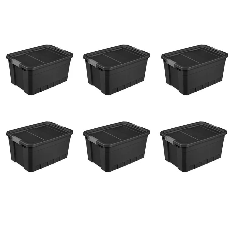 Sterilite 19 Gallon Stacker Tote Plastic, Black, Set of 6 | Walmart (US)