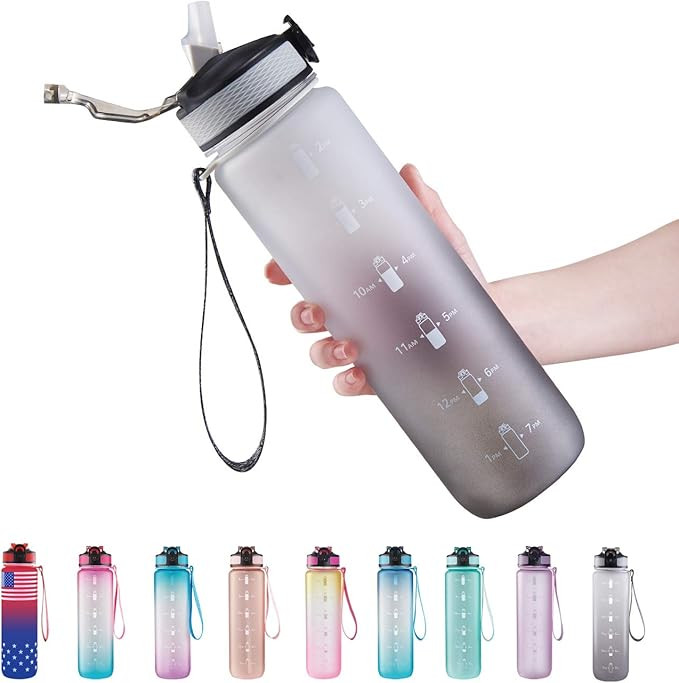 EYQ 32 oz Water Bottle with Time Marker, Carry Strap, Leak-Proof Tritan BPA-Free, Ensure You Drin... | Amazon (US)