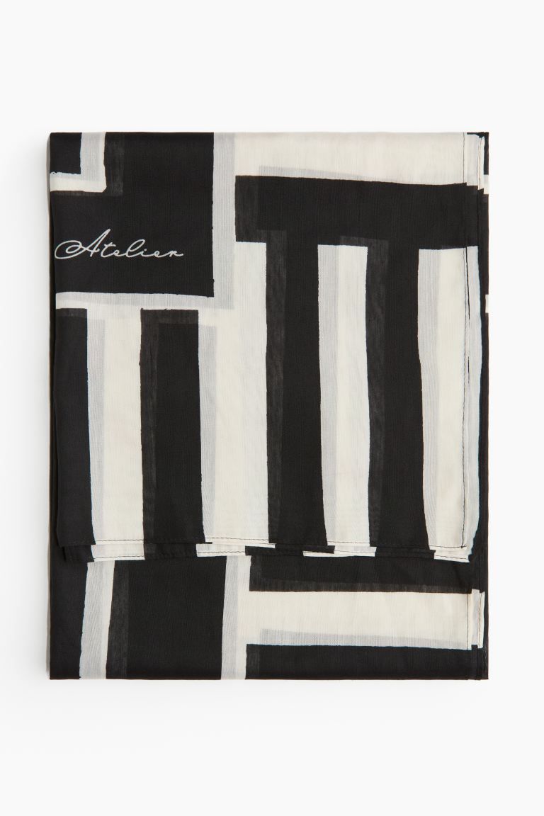 Printed Scarf - Black/striped - Ladies | H&M US | H&M (US + CA)