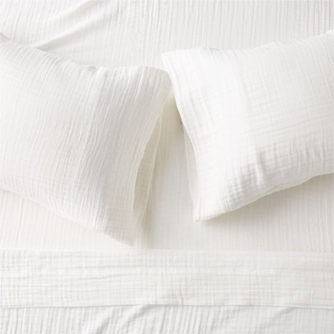 Alto Organic Cotton Gauze White King Sheet Set | CB2