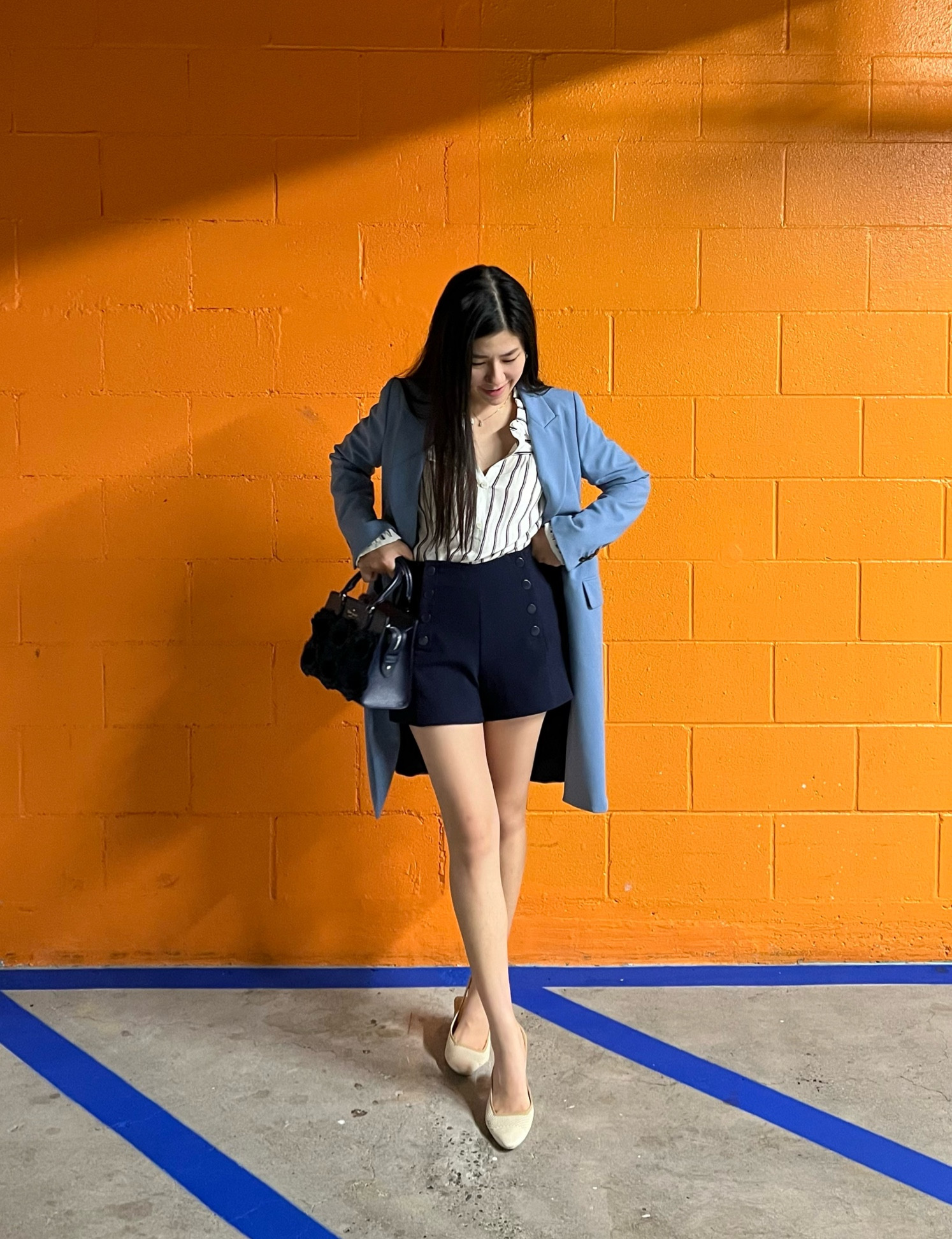 I noticed that I’ve been wearing a lot of blue outfits lately. Black used to be my go-to color but I think my blue pieces are starting to take over as my dominant color! I paired this silk striped top with my high waisted sailor shorts and topped it off with a periwinkle coat. I took my new floral Kate Spade bag for a spin and it’s still available online! 

#LTKItBag #LTKSeasonal #LTKStyleTip