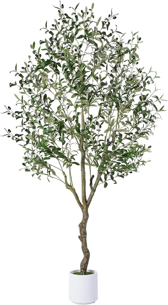 Jocoevol Olive Tree Artificial Indoor 6FT\uff0cTall Faux Olive Tree with White Planter\uff0cReali... | Amazon (US)
