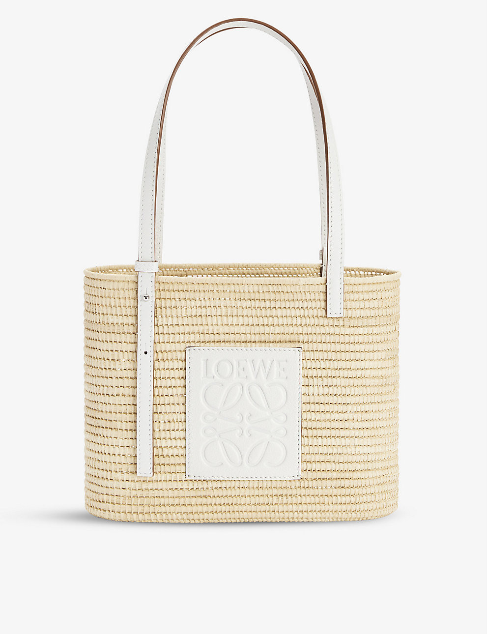 Square small raffia and leather basket bag | Selfridges
