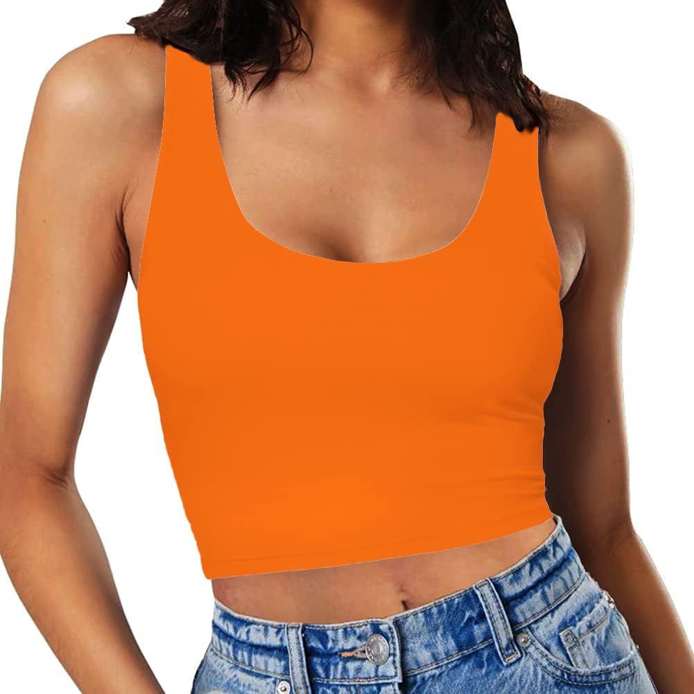 SanxiawaBa Women’s Sexy Sleeveless Crop Tops Double Layer Scoop Neck Cropped Tank Top | Amazon (US)