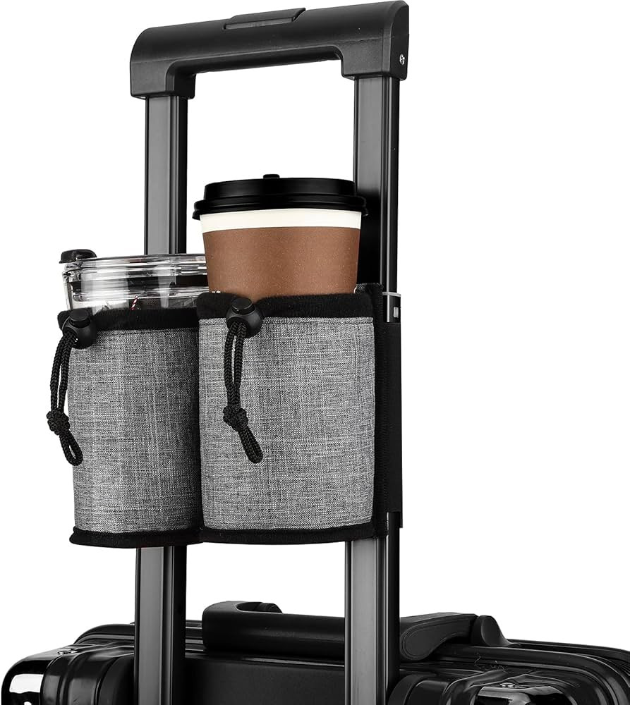 Luggage Travel Cup Holder Attachment Drinks Carrier for Drink Beverages Coffee Mugs(Gray) | Amazon (US)